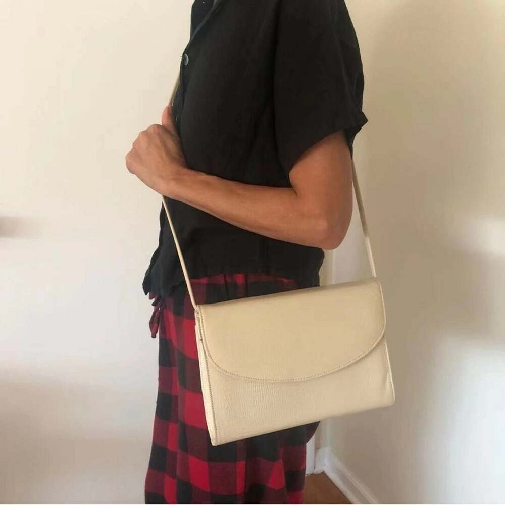 Vintage Jennifer Moore Ivory Leather Crossbody Bag Minimalist Quiet Luxury